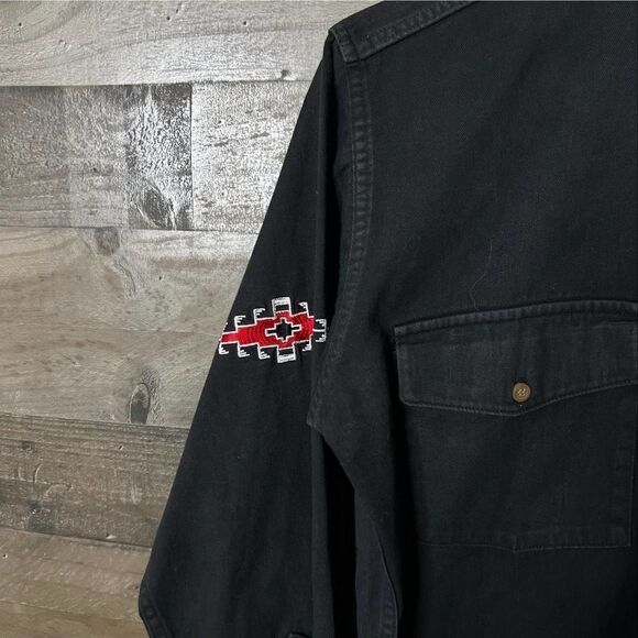 VTG MWG Canadian Outdoors Button Down Aztec Stitching Mens Medium - Picture 2 of 6
